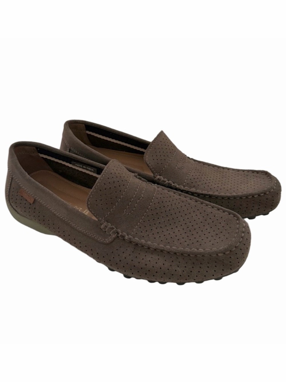 GEOX Respira Gray Taupe Suede Moc Toe Driving Loafers Size 12 EU 45 NEW